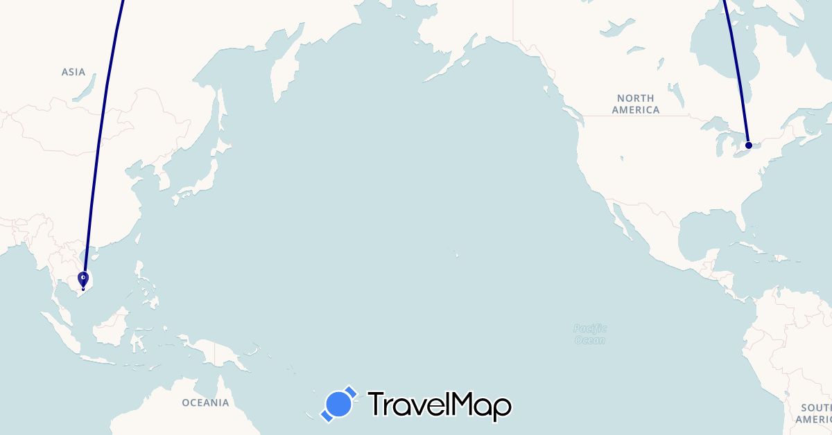 TravelMap itinerary: driving in Canada, Vietnam (Asia, North America)
